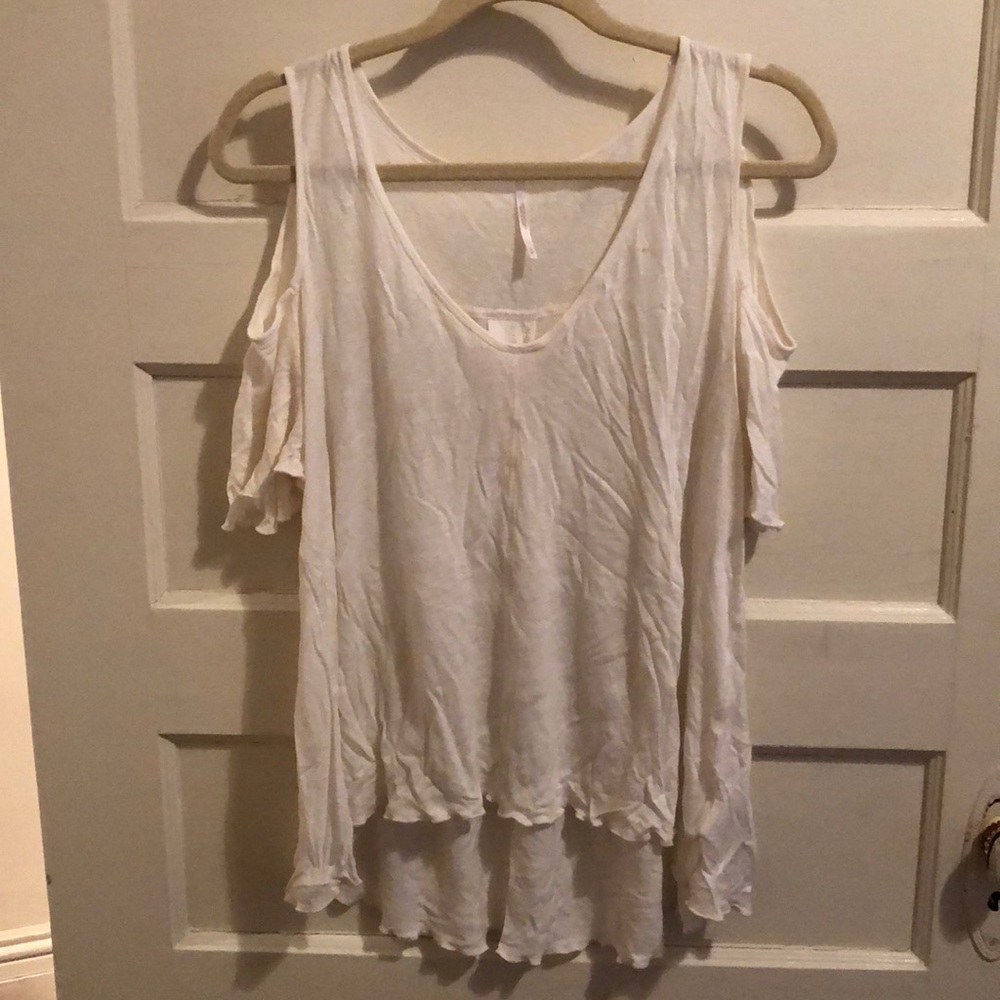 Free people cold shoulder white top